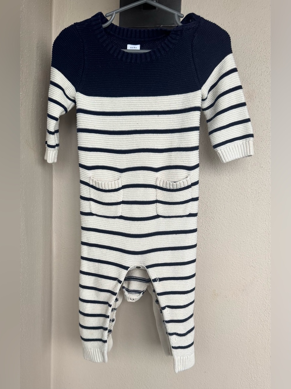 Baby Gap Baby Brannan Navy & White Stripe One Piece Romper Cotton 6-12 Months